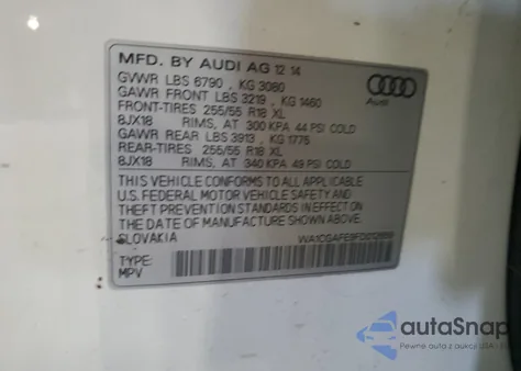 2015 Audi Q7 Premium из США, поврежденный, VIN WA1CGAFE9FD012659